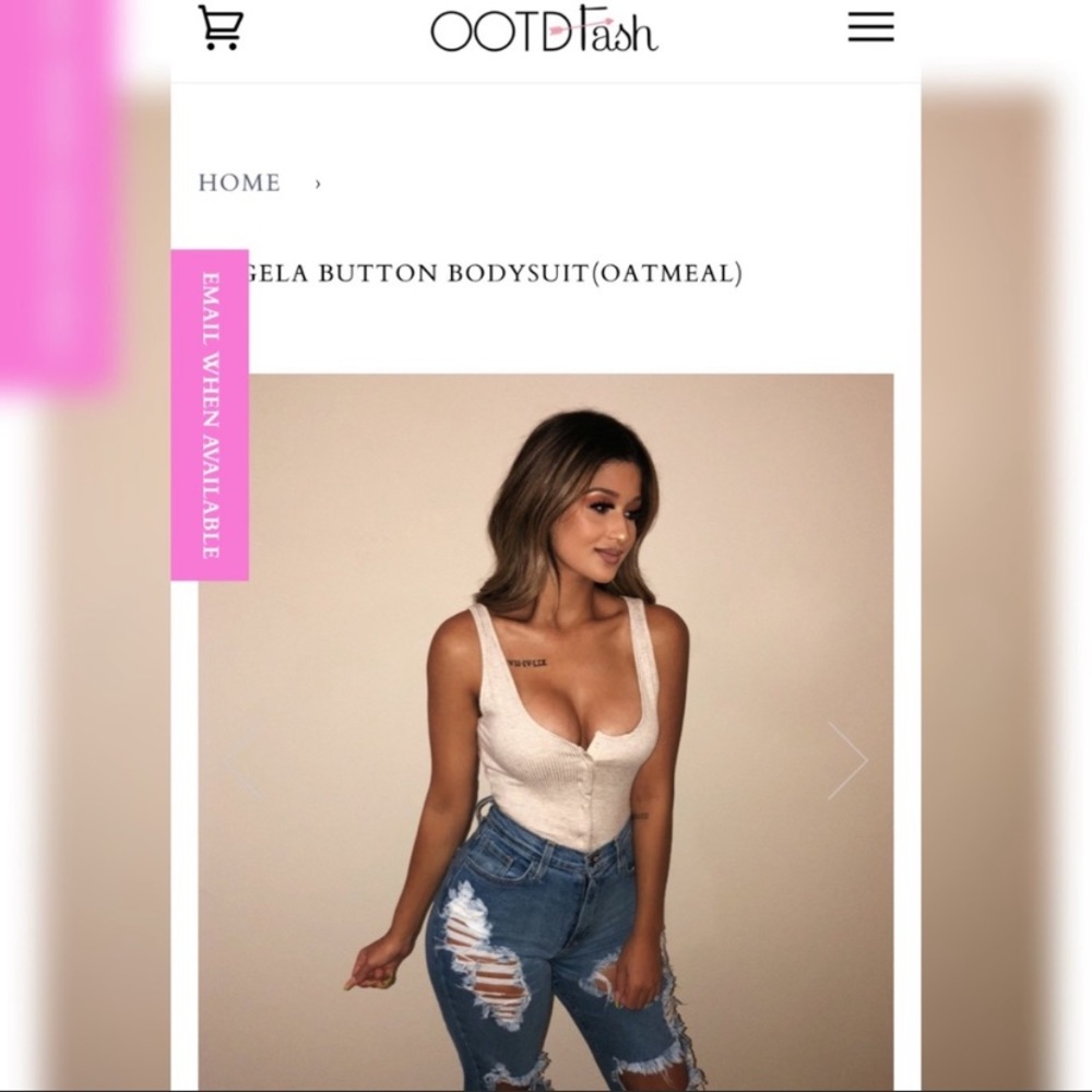 OOTDFASH ANGELA BUTTON BODYSUIT (OATMEAL)